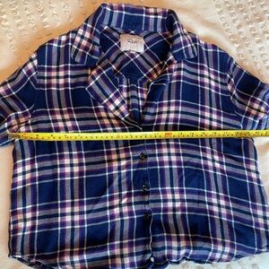 Bright blue and pink Rails plaid summer button down.